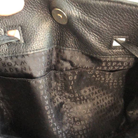 KATE SPADE New York Black Leather Backpack Purse Gold Hardware Logo Classic - Picture 8 of 16